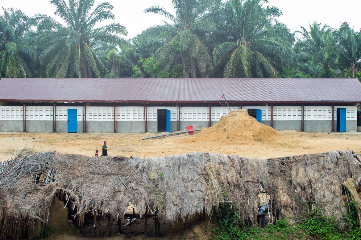 Old and new school buildings.