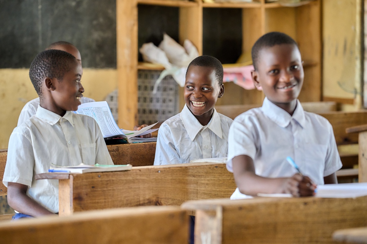 Students at Idugumbi Primary School, Mbeya, Tanzania, are happy to be back in class after their lunch break. Credit: GPE/Mrutu (Trans.Lieu)